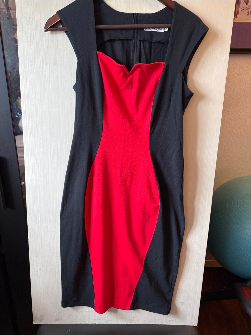 Black & Red Sleeveless Sheath Dress